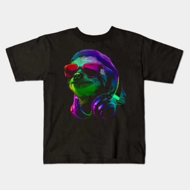 Sloth DJ Kids T-Shirt by Nerd_art